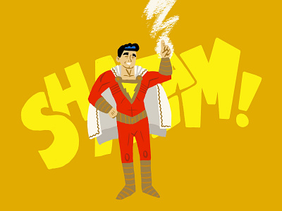 Shazam! illustration cartoon flat color geometric art lightning shazam simple superhero