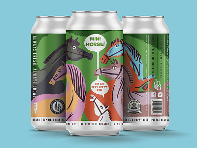 Mini Horse beer cans beer can craft beer horse illustration label mini horse packaging procreate retro