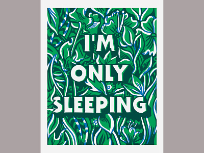 I'm only sleeping RISO print 2 color design illustration music overlay risoprint typography