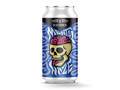 Mental Haze beer can ale beer brain design illustration mental haze skull