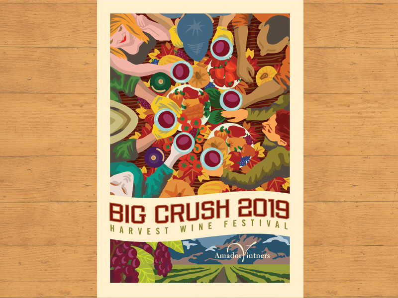 Big Crush 2019 poster big crush illustration banquet people group fall poster wine