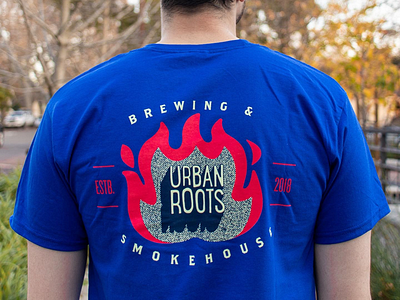 Urban Roots smokehouse T-shirt bbq design flame smokehouse t shirt