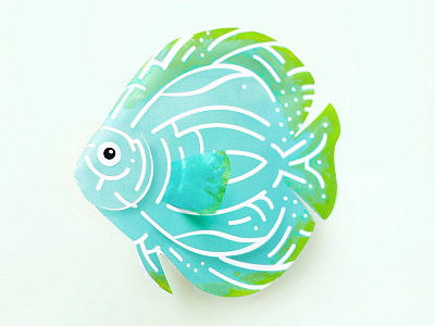 Discus #Gillustration discus fish paper craft