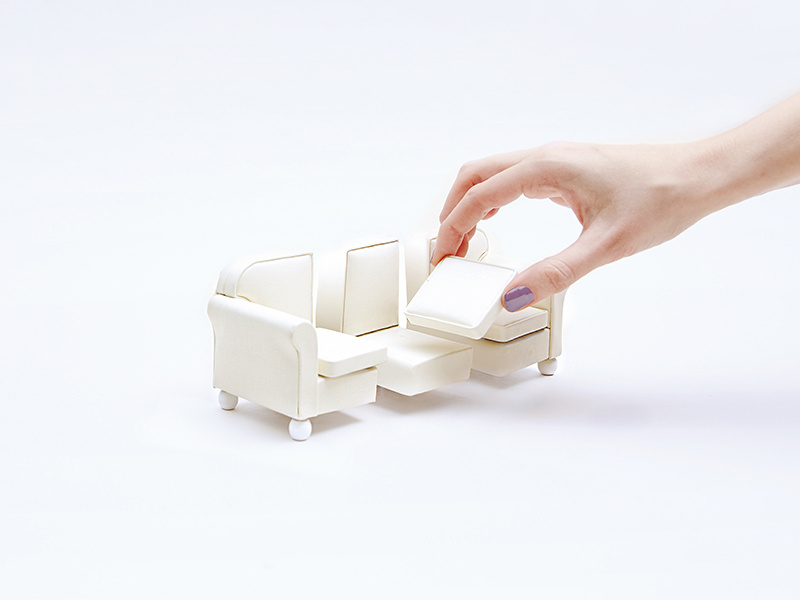 Sliced illustration still-life couch focus lab