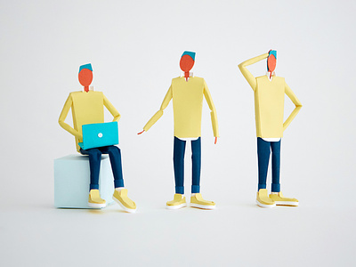 Paper Character character computer human laptop laptops paper person poses sitting standing