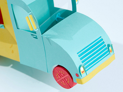 Tommy's Taco Truck Detail not a render paper paper craft paper illustration tomato wheels truck
