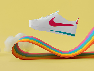 Paper Nike Cortez v3 abstract cloud dream illustration nike nike cortez paper paper craft paper illustration photography rainbow show still life