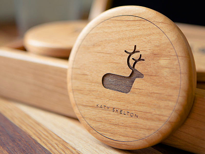 Katy Skelton Client Gift coasters focus lab tinkering monkey wood etching