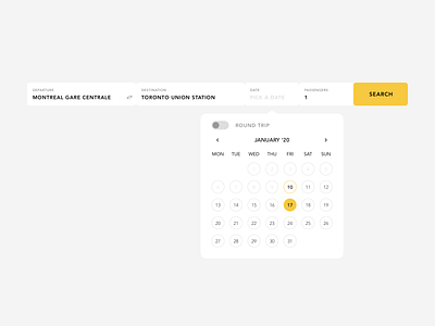 Date Picker booking branding design minimal train transit travel typography ui ux web website design