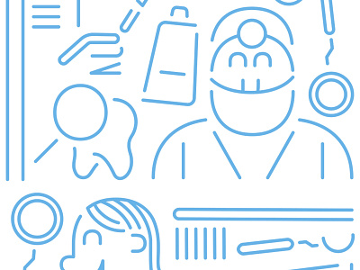 Illustrations for Padovan Odonto blue branding dental identity illustration minimal vector