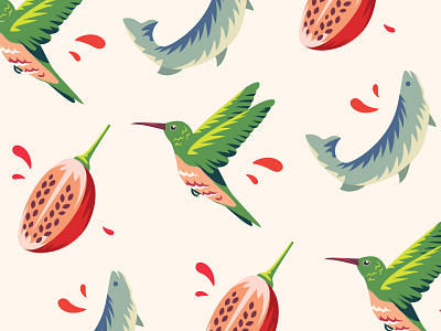 Illustrations for Dona Chica restaurant 2d bird branding fish food hummingbird identity illustration nature restaurant tamarillo vector