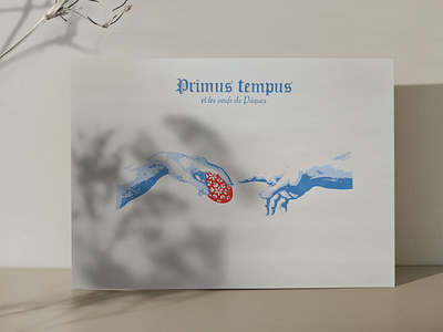 Primus tempus easter hands illustration linocut print typography