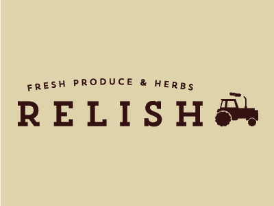 Relish Logo brand branding brown business farm identity logo logo design logo type natural nature simple store tractor trend typeface vector