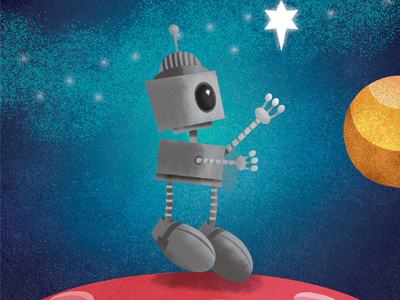 Robbie the Robot design galaxy illustration illustrator outer space planets robot space stars textures wonder