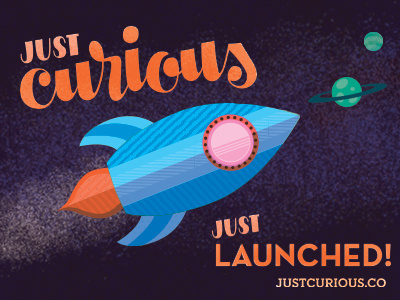 JustCurious JustLaunched! branding design freelance illustration illustrator launch lettering logo new space web website