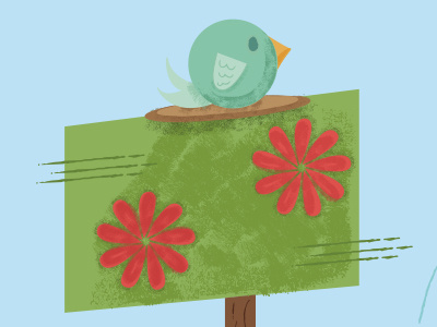 WIP : Minted bird children drawing flowers illustration illustrator minted outdoors tree whimsical wip