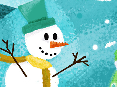 Christmas Card : Sneak Peak! christmas design holidays illustration lights scarf sneak peak snow snowman winter wip