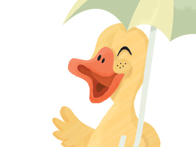 The Happy Duckling :) character design duck illustration slap! stick sticker texture umbrella