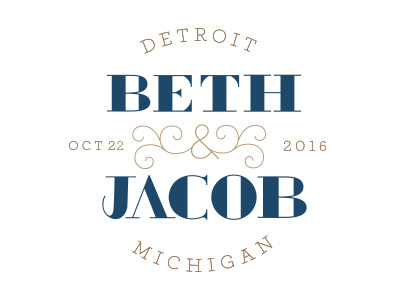 Beth & Jacob badge branding design detroit logo logo mark michigan wedding