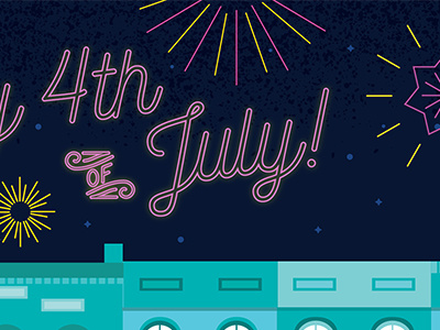 Happy 4th of July! city design fireworks holidays illustration july 4 town
