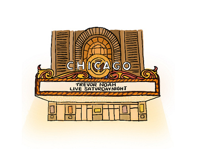 Trevor Noah at the Chicago Theatre! chicago comedy design illustration line work live event show theatre travel
