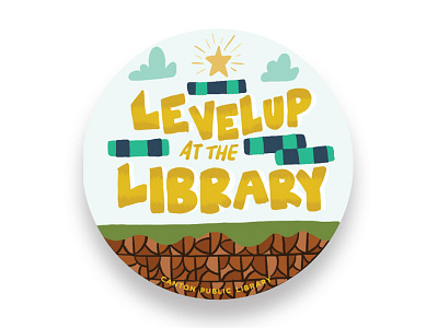 Level Up at the Library book nerd book worm books game hand lettering illustration learning lettering level up library mario reading