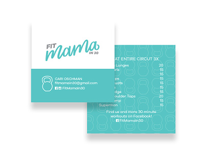 Fit Mama in 30 Business Card, Version 2 brand branding business card fit fitness gym hand lettering icon identity lettering logo work out