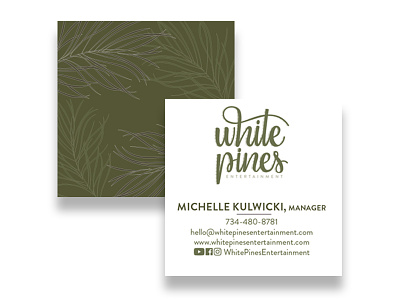 White Pines Business Card branding business card graphic design hand lettering identity lettering logo music musicians