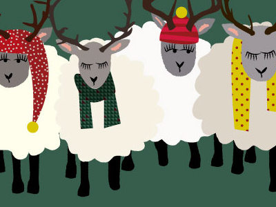 Fleece Navidad christmas feliz navidad holiday card illustration pun sheep simple spanish