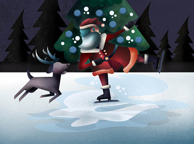 santa on ice affinity designer christmas christmas tree holiday illustration ipad