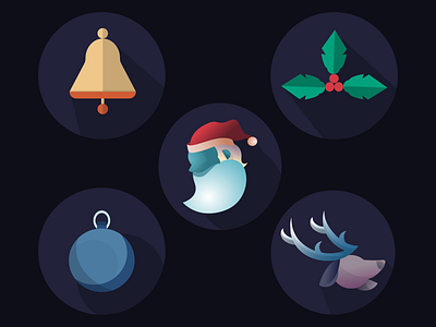 Holiday flat icons christmas holiday icons illustration vector