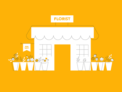 Florist building florist flower icon flowers icon icons illustration leaf leaves shop sign yellow