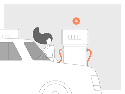 Lady filling up car car character character design female female character hairstyle illustration line art petrol