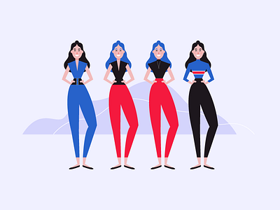 1 character, 4 outfits character character design clothes design fashion female character hairstyle illustration lady woman