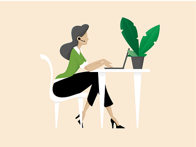 Still working hard chair character character design female female character furniture illustration illustrator office plant receptionist woman