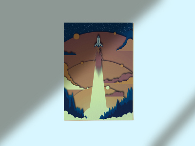 Rocket art artist artists artwork colorful colors digital art illustration paper art papercut rocketship