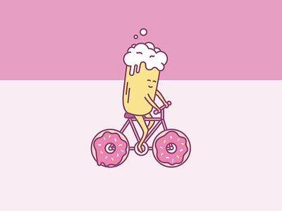 Donuts x beer beer biking donuts fun icon illustration
