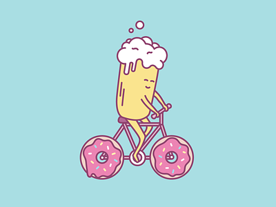 Beer x Donuts beer bike biking donuts icon illustration vector