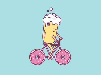 Beer x Donuts beer bike biking donuts icon illustration vector