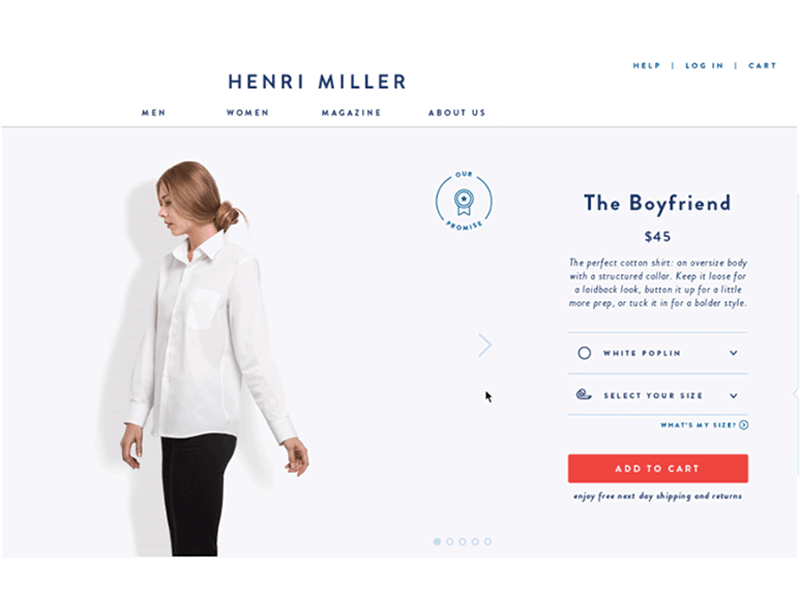 Sizing guide for online fashion brand by Tania Rayes on Dribbble
