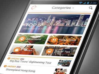 Handy - hong kong tourism app android hong kong launcher rental smartphone tourism travel app ui