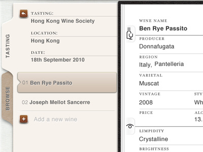 Winescribe ios ipad note paper tab tasting wine wine app