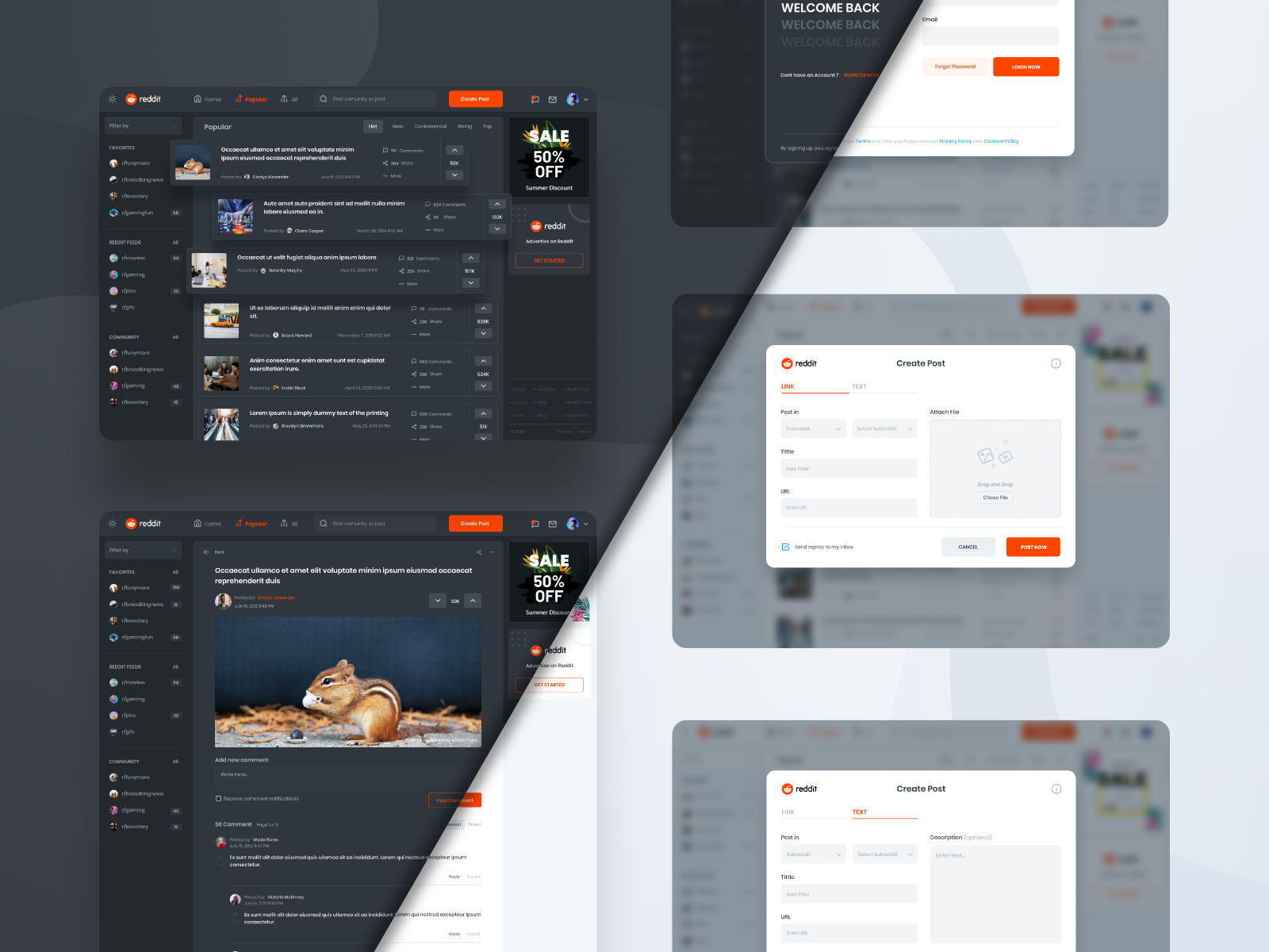 Dark and Light mode Reddit Redesign challenges by Yusuf Matra on Dribbble