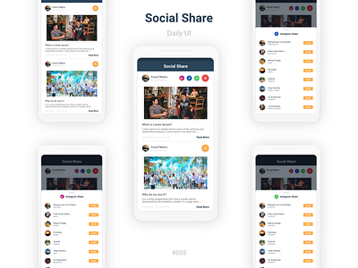 Social Share android design mobile app mobile app design news app share app share button share buttons ui user experience user interface ux yusuf matra