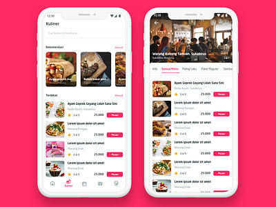 Mobile App Food Delivery User Interface