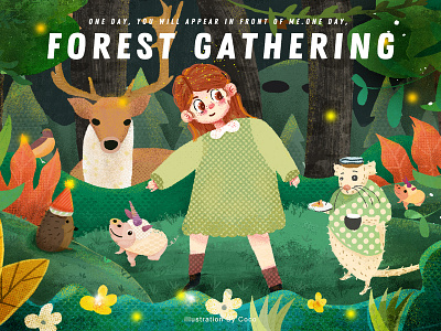 Forest gathering illustration illustration design ui web
