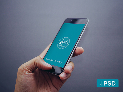 FREE mockup template: iPhone In Hand on grey background