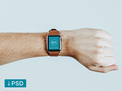 FREE mockup template: Apple Watch With Leather Band Thumb