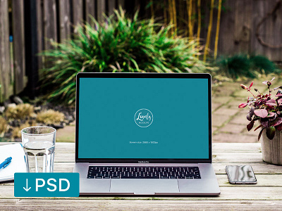 Workspace with Macbook Pro mockup template (freebie)