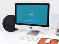 imac office cool speakers 1 - Imac On Office Desk With Cool Speakers (FREEBIE)